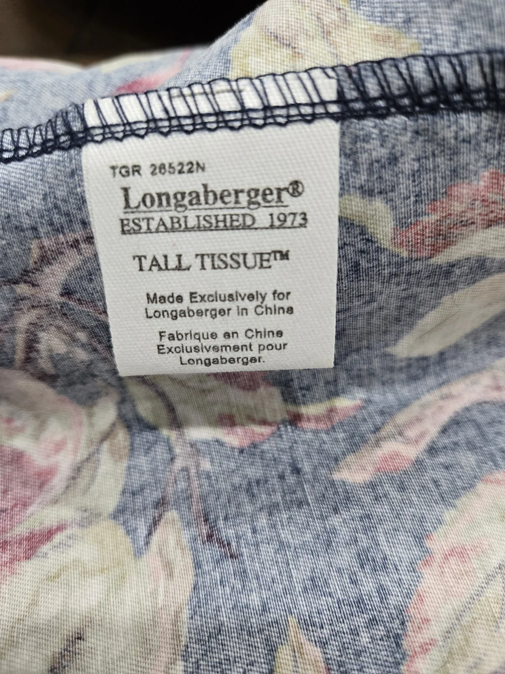 Longaberger Tall Tissue Basket And Liner.